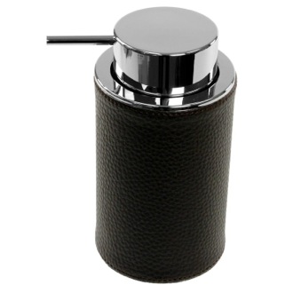Soap Dispenser Soap Dispenser, Round, Made From Faux Leather In Wenge Finish Gedy AC80-19